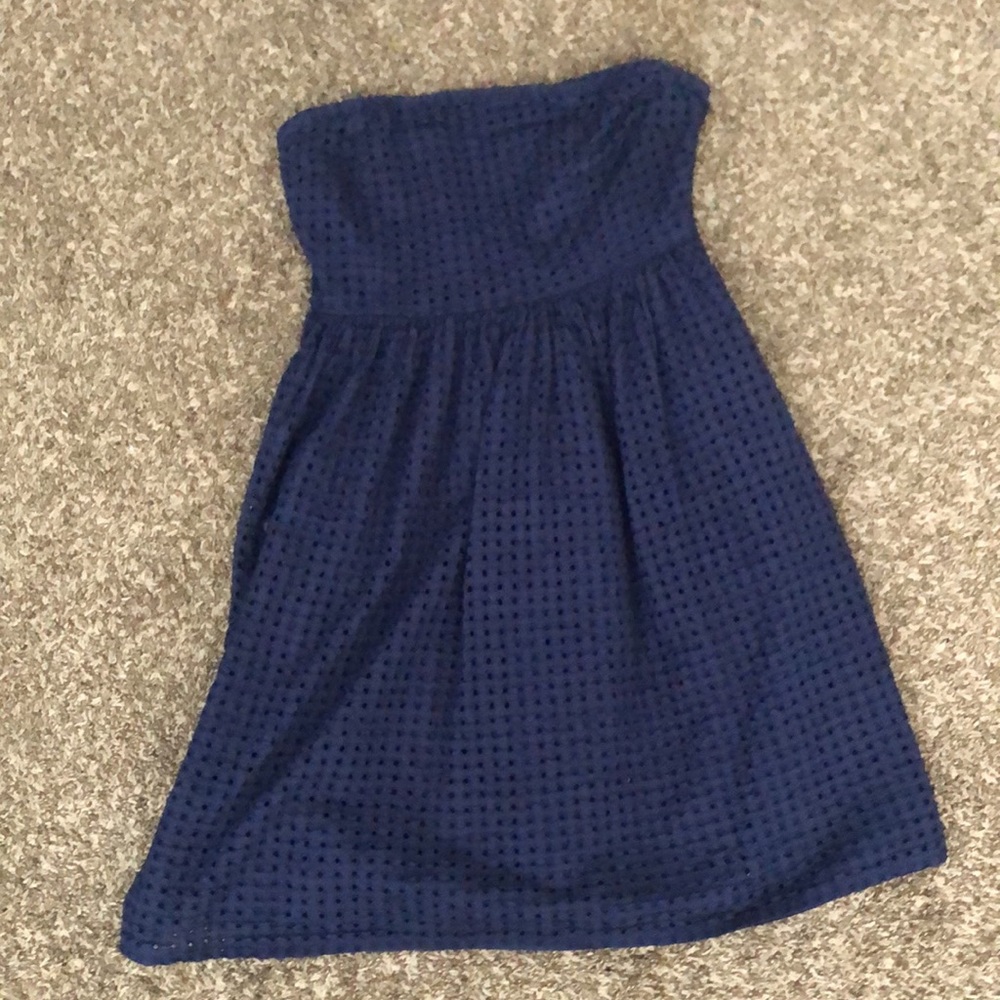 Strapless Navy Blue Dress
